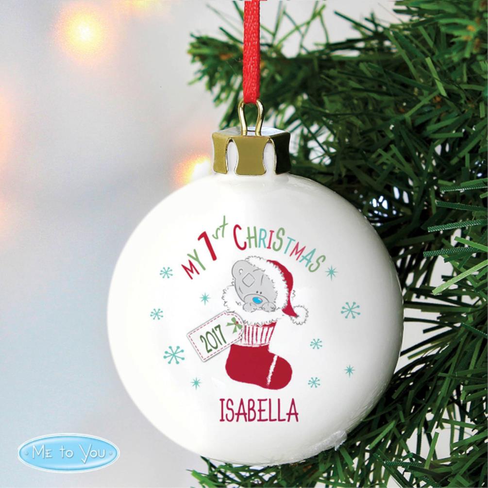 Personalised My 1st Christmas Tiny Tatty Teddy Stocking Bauble Extra Image 3